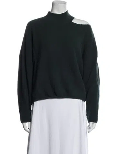Pre-owned The Sei Merino Wool Mock Neck Sweater In Green