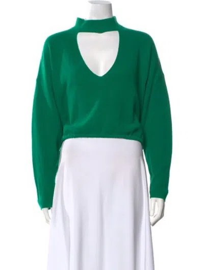 Pre-owned The Sei Merino Wool Mock Neck Sweater In Green