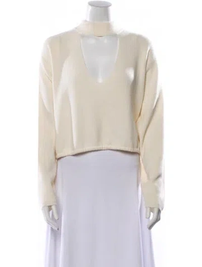 Pre-owned The Sei Merino Wool Mock Neck Sweater In Neutral