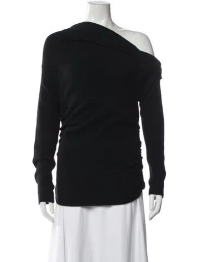 Pre-owned The Sei Merino Wool Off-the-shoulder Sweater In Black