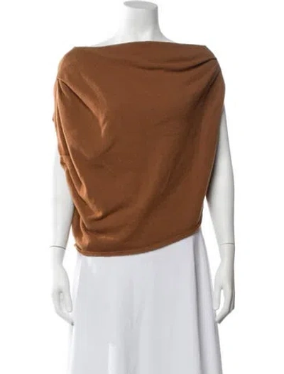 Pre-owned The Sei Merino Wool Off-the-shoulder Sweater In Brown