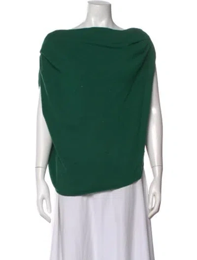 Pre-owned The Sei Merino Wool Off-the-shoulder Sweater In Green