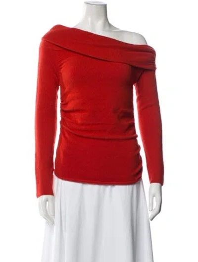 Pre-owned The Sei Merino Wool Off-the-shoulder Sweater In Orange/red