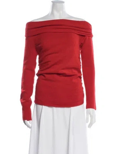 Pre-owned The Sei Merino Wool Off-the-shoulder Sweater In Red