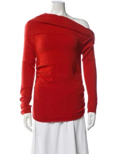 Pre-owned The Sei Merino Wool Off-the-shoulder Sweater In Red