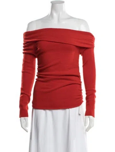 Pre-owned The Sei Merino Wool Off-the-shoulder Sweater In Red