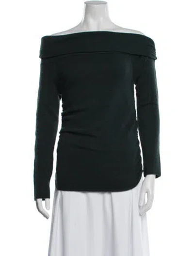 Pre-owned The Sei Merino Wool Off-the-shoulder Sweater W/ Tags In Green
