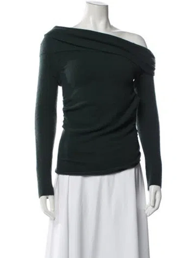 Pre-owned The Sei Merino Wool Off-the-shoulder Sweater W/ Tags In Green
