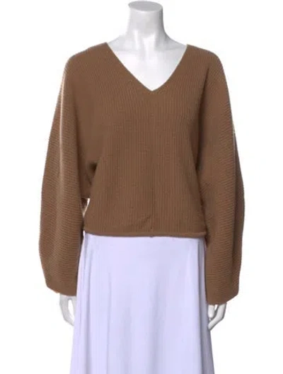 Pre-owned The Sei Merino Wool V-neck Sweater In Brown