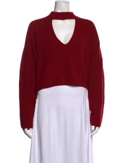 Pre-owned The Sei Merino Wool V-neck Sweater In Red