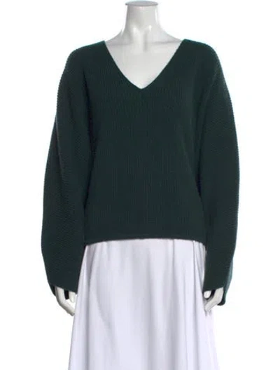 Pre-owned The Sei Merino Wool V-neck Sweater W/ Tags In Green