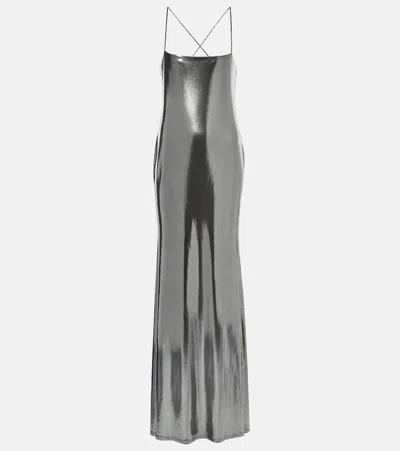 The Sei Metallic Jersey Gown In Silver