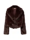 The Sei Faux Fur Bomber Jacket In Brown