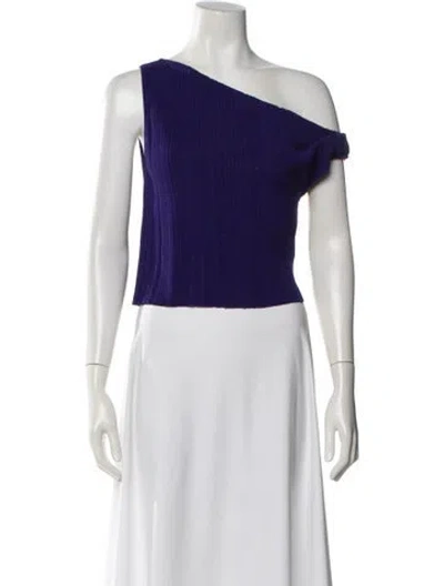 Pre-owned The Sei Nylon One-shoulder Crop Top In Purple