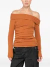 The Sei Off-shoulder Long-sleeve Sweater In Orange