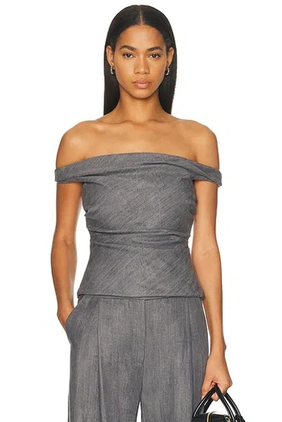 The Sei Off Shoulder Top In Gray