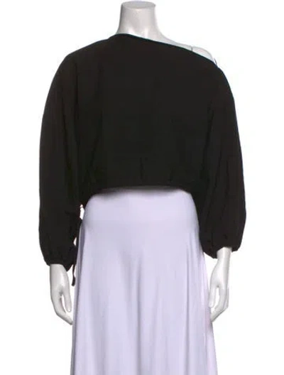Pre-owned The Sei Off-the-shoulder Long Sleeve Crop Top In Black