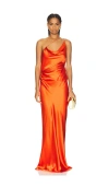 The Sei One Shoulder Cowl Gown In Orange