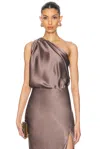 The Sei One Shoulder Drape Top In Smog