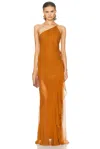 The Sei One Shoulder Ruffle Gown In Brown