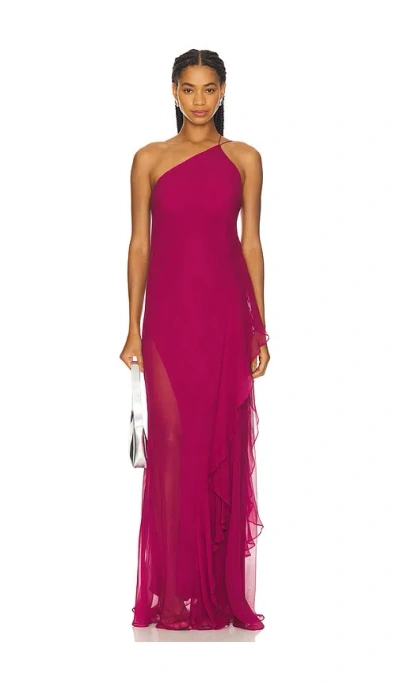 The Sei One Shoulder Ruffle Gown In Pink