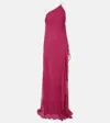 The Sei One-shoulder Ruffled Silk Gown In Pink