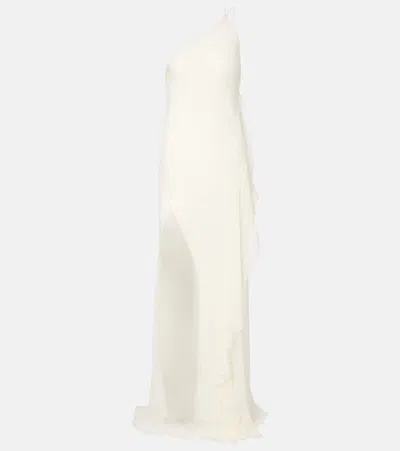 The Sei One-shoulder Ruffled Silk Gown In White