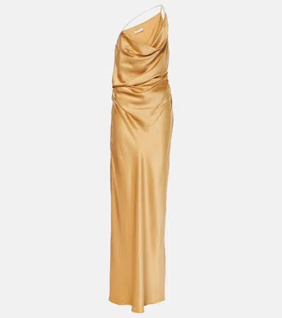 The Sei One-shoulder Silk Satin Gown In Yellow