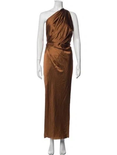 Pre-owned The Sei One-shoulder Long Dress In Brown
