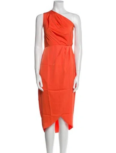 Pre-owned The Sei One-shoulder Midi Length Dress In Orange