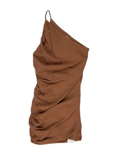 Pre-owned The Sei One-shoulder Mini Dress In Brown
