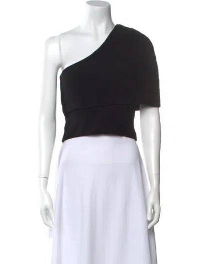 Pre-owned The Sei One-shoulder Short Sleeve Crop Top In Black