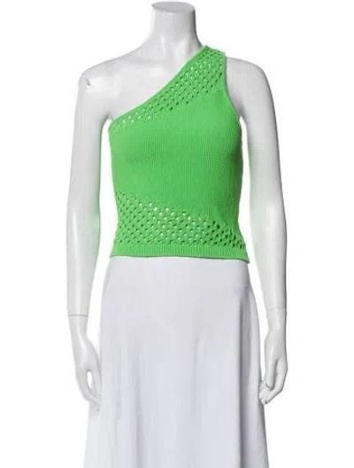 Pre-owned The Sei One-shoulder Sleeveless Crop Top In Green