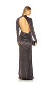 The Sei Open Back Long Sleeve Gown In Brown