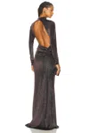 The Sei Open Back Long Sleeve Gown In Brown