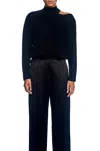 The Sei Open Shoulder Sweater In Black In Black