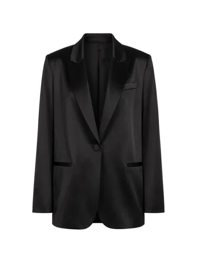 The Sei Oversized Silk Blazer In Black