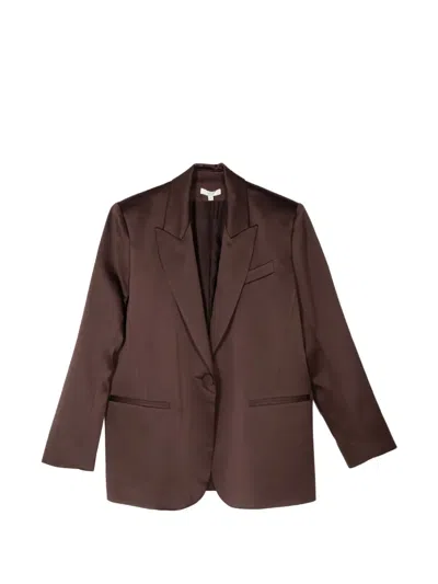 The Sei Oversized Silk Blazer In Brown