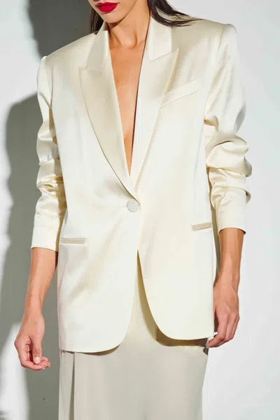 The Sei Oversized Silk Blazer In Cream