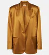 The Sei Oversized Silk Satin Blazer In Brown