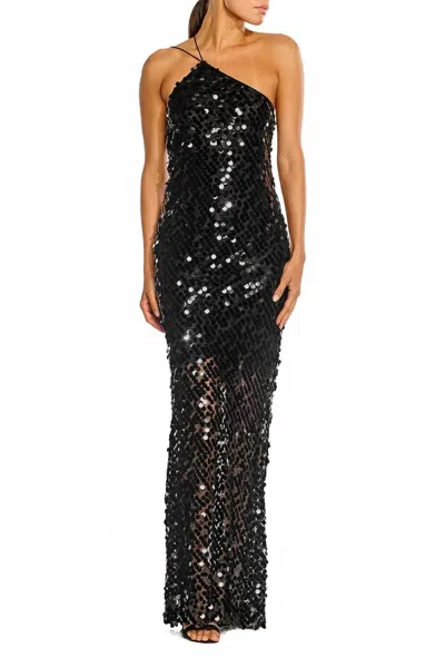 The Sei Paillette One Shoulder Gown In Black