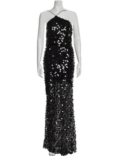 Pre-owned The Sei Patterned Long Dress In Black