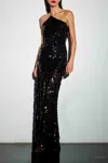 The Sei Piallette One-shoulder Gown In Black