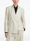 The Sei Pinstriped Double-breasted Blazer In White