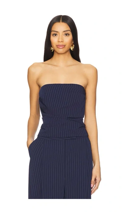 The Sei Pleated Bustier Top In Pinstripe