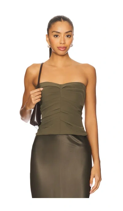 The Sei Pleated Bustier Top In Brown