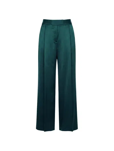The Sei Pleated Silk Trousers In 그린