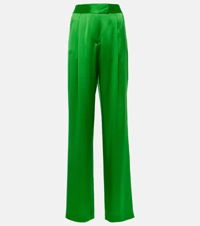 The Sei Pleated Silk Wide-leg Pants In Green