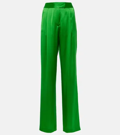The Sei Pleated Silk Wide-leg Trousers In Green