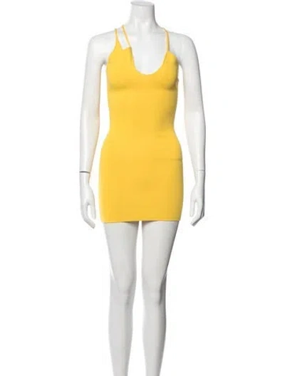 Pre-owned The Sei Plunge Neckline Mini Dress In Yellow